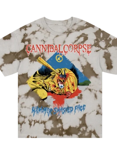 Cannibal Coprse Hammer Smashed Face Mold Dye T-Shirt