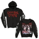 Cannibal Corpse Butchered At Birth Sleeve Print Zip Up Black Hoodie