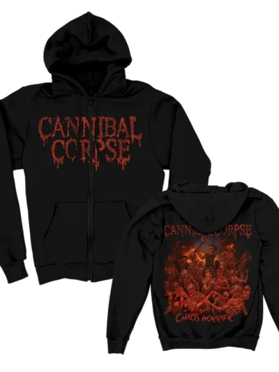 Cannibal Corpse Chaos Horrific Cover Zip Up Black Hoodie