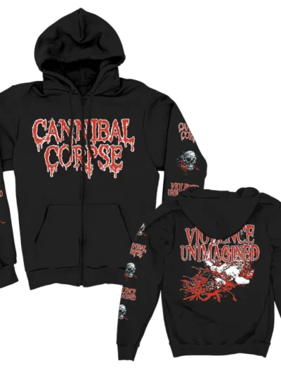 Cannibal Corpse Violence Unimagined Sketch Zip Up Black Hoodie