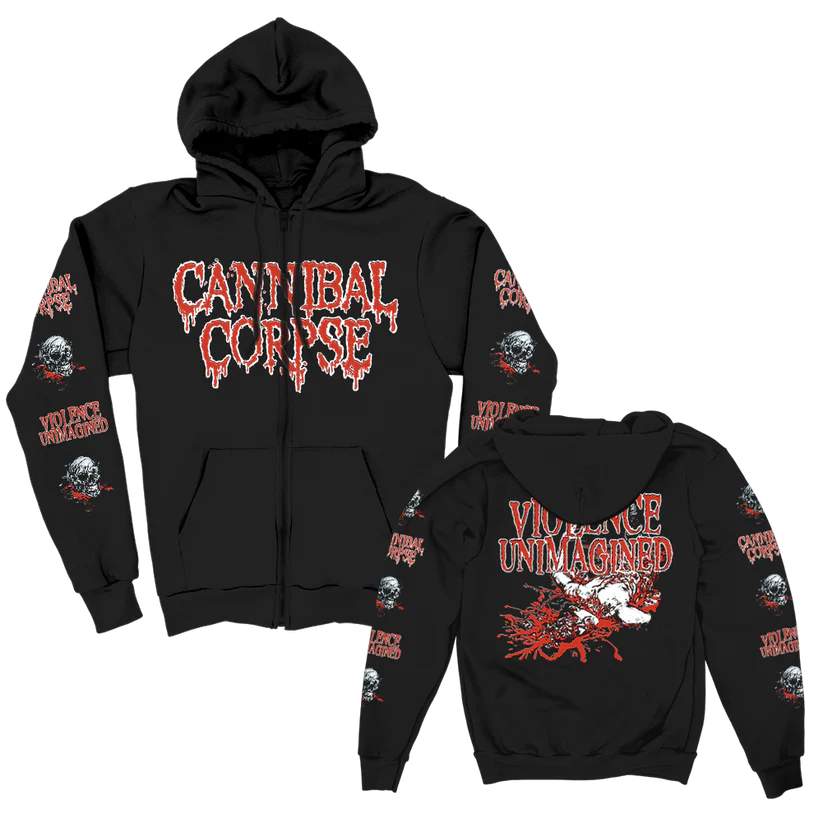 Cannibal Corpse Violence Unimagined Sketch Zip Up Black Hoodie