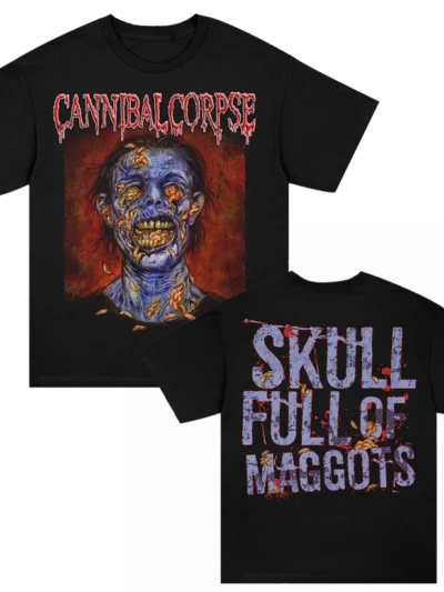 Cannibal Cropse Skull Full Of Maggots Black T-Shirt